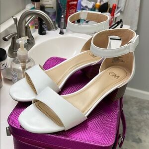 White High-Heeled Sandals with Ankle Strap